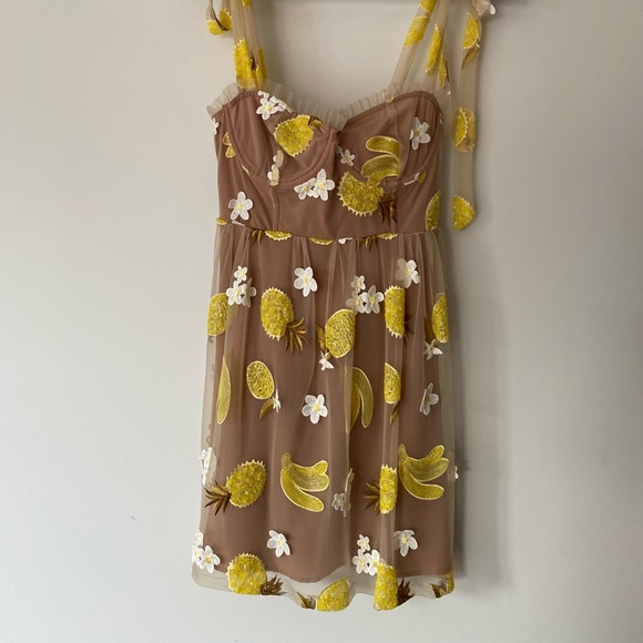 For love & lemons pineapple fruit punch sequin mini dress size xs - Picture 2 of 6